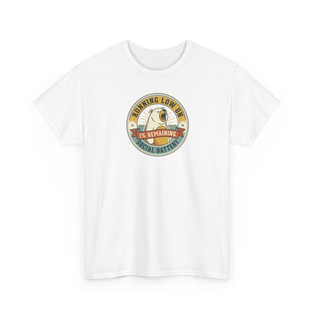 Running Low on Social Battery T-Shirt | Funny Introvert Bear Graphic Tee