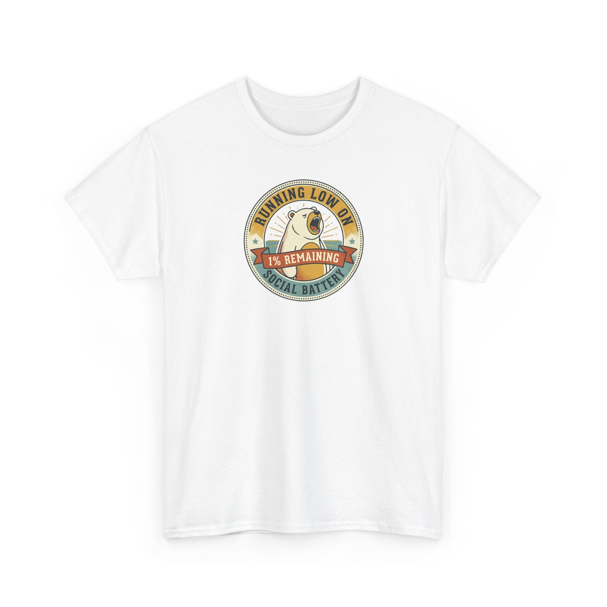 Running Low on Social Battery T-Shirt | Funny Introvert Bear Graphic Tee