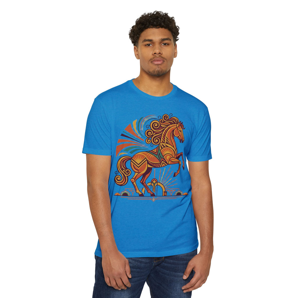 Horse T-Shirt Boho Prancing Horse Sunburst Illustration Graphic Tee Nature Lover Gift Unisex