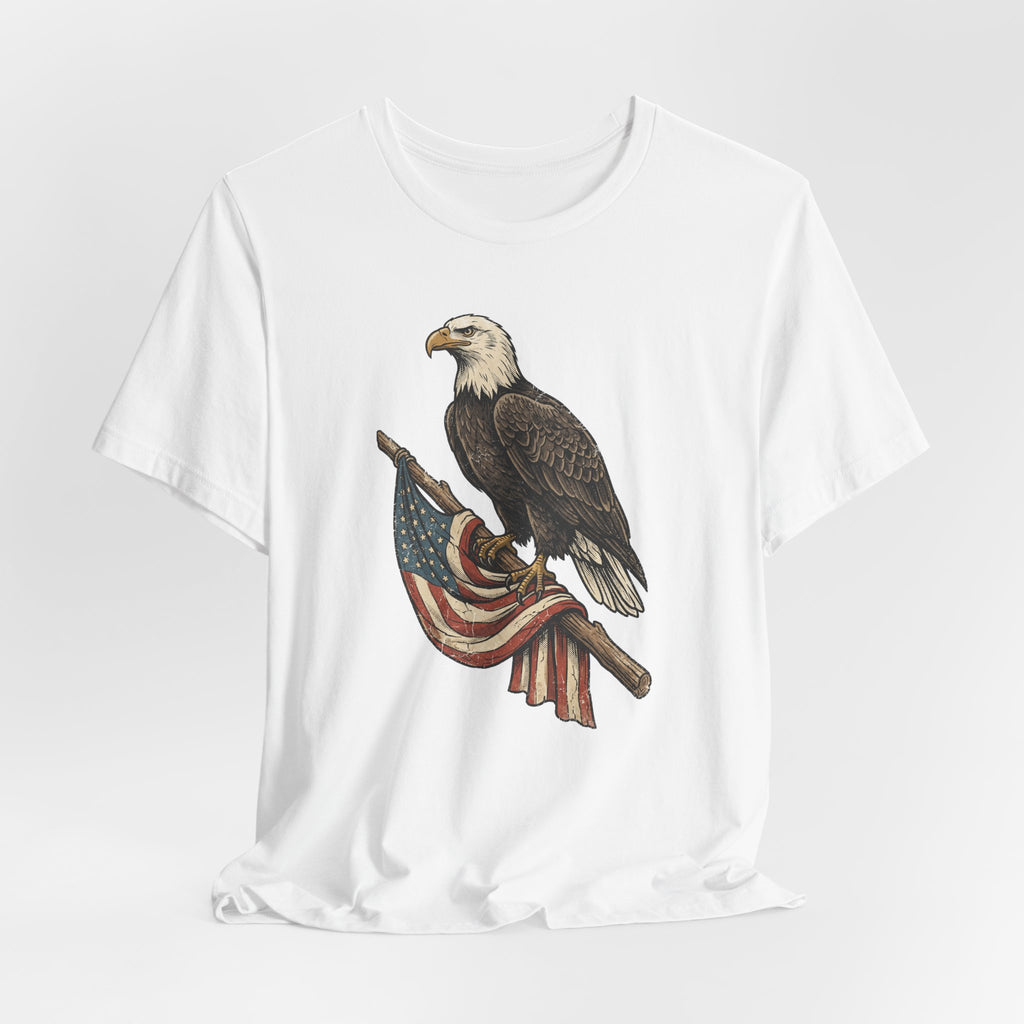 Bald Eagle American Flag T-Shirt | Patriotic USA Stars Stripes Vintage Eagle Graphic Tee Gift