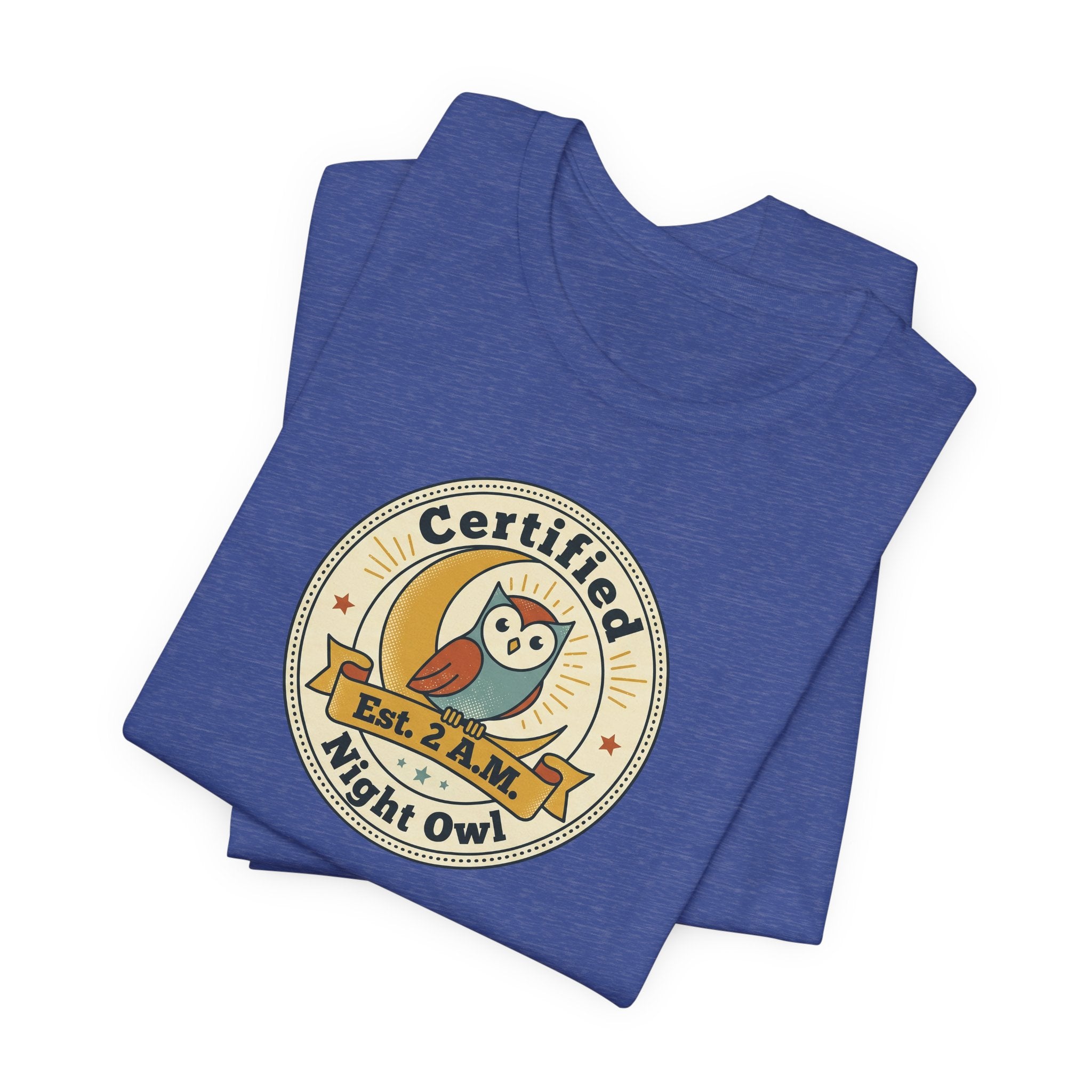 Certified Night Owl owl badge T-Shirt | 2 AM est. graphic tee
