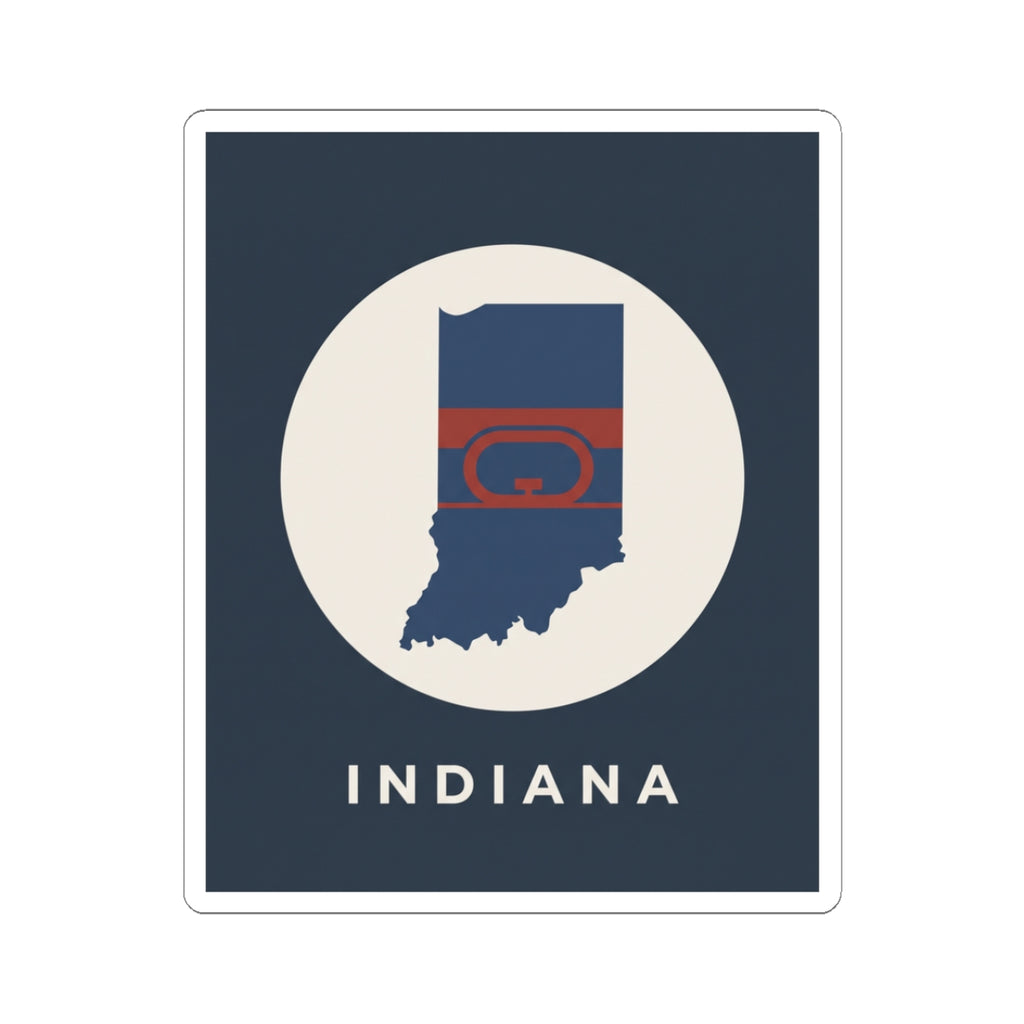 Indiana state map flag kiss-cut sticker with "INDIANA" text