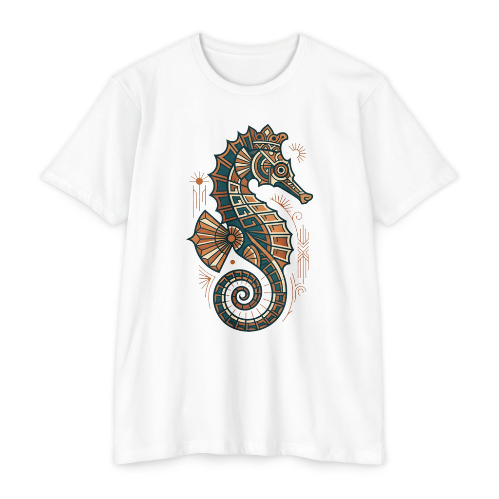 Seahorse T-Shirt Nautical Mosaic Coastal Beach Ocean Art Graphic Tee Sea Lover Gift Unisex