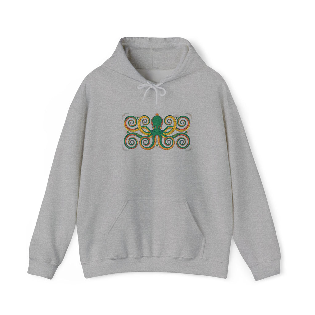 Green Octopus Spiral Art Hoodie | Nautical Sea Creature Sweatshirt, Unisex Ocean Art Gift Pullover