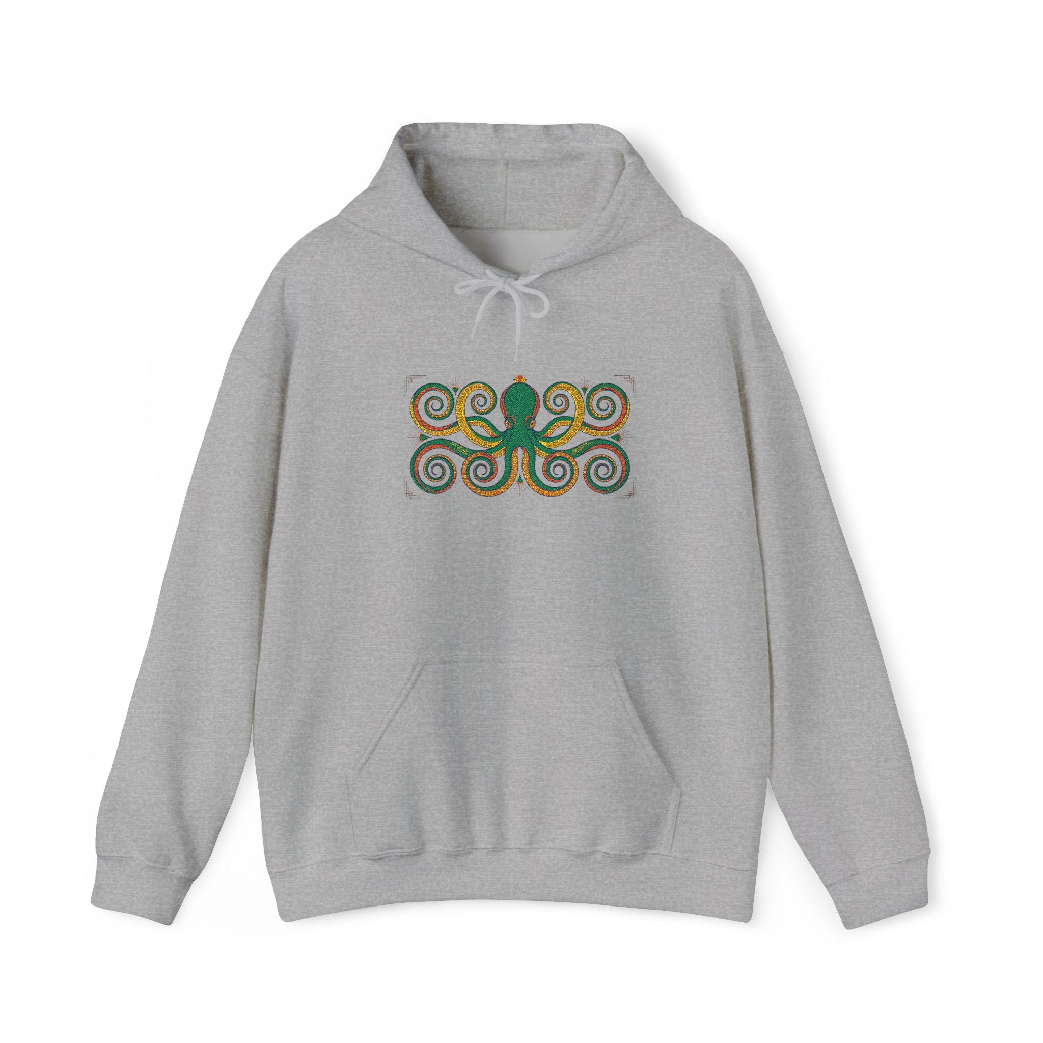Green Octopus Spiral Art Hoodie | Nautical Sea Creature Sweatshirt, Unisex Ocean Art Gift Pullover