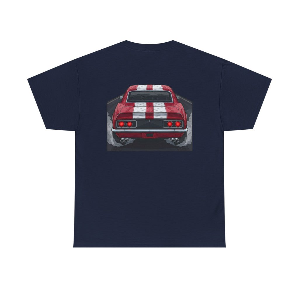 70s Red Muscle Car Tee | Front and Back Vintage Car Illustration