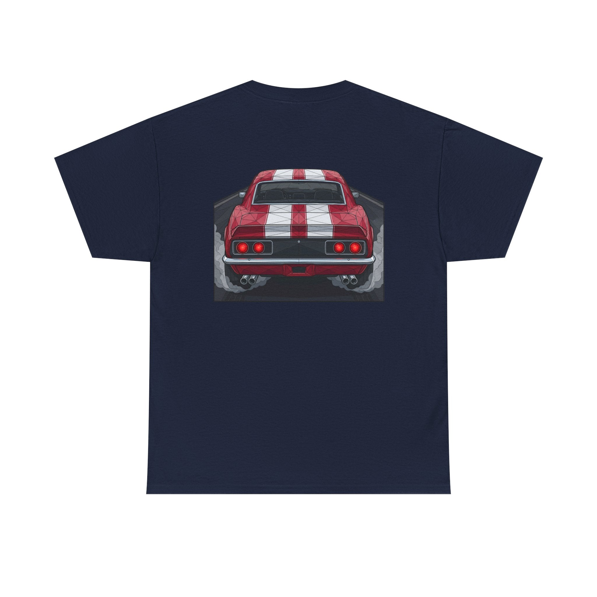 70s Red Muscle Car Tee | Front and Back Vintage Car Illustration