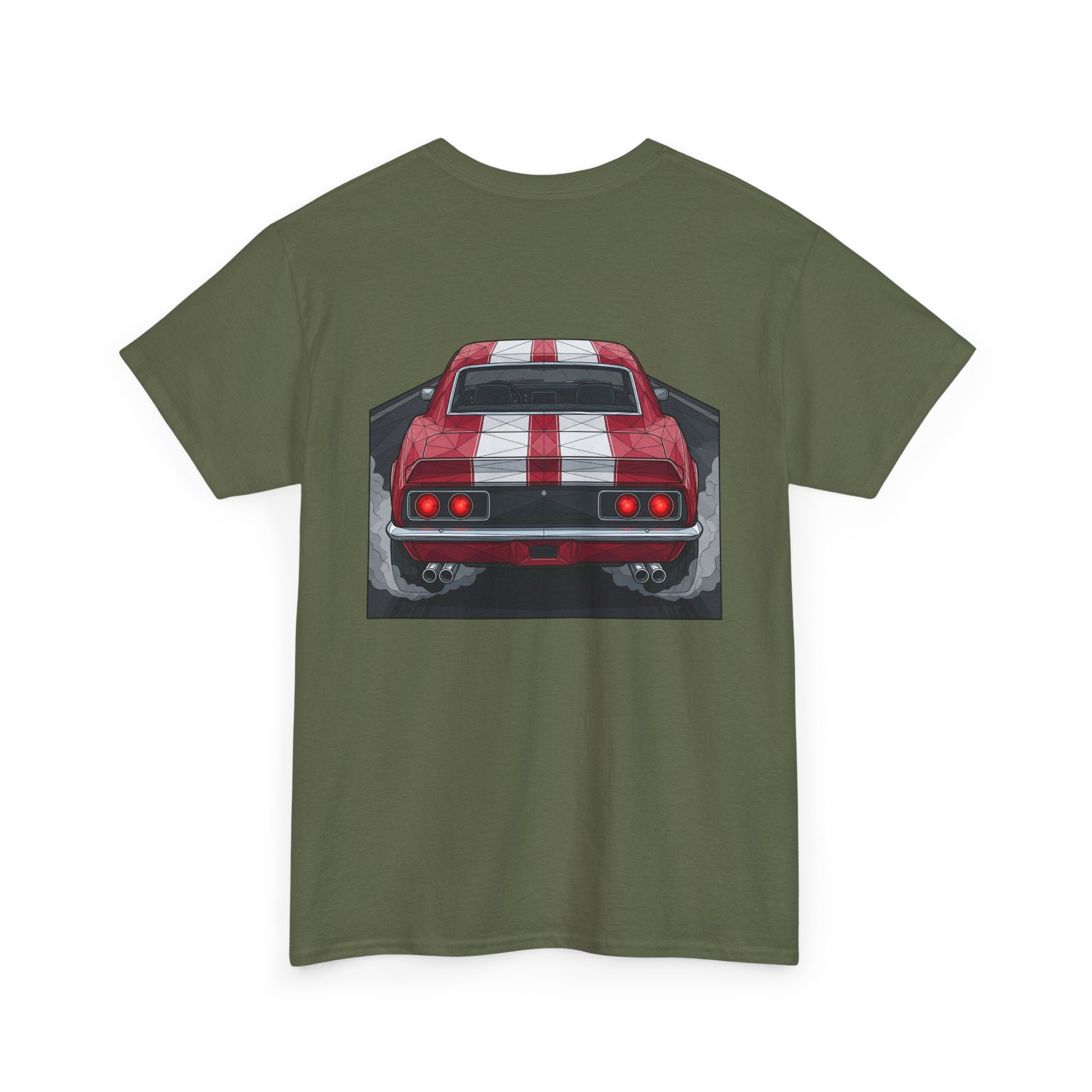 70s Red Muscle Car Tee | Front and Back Vintage Car Illustration