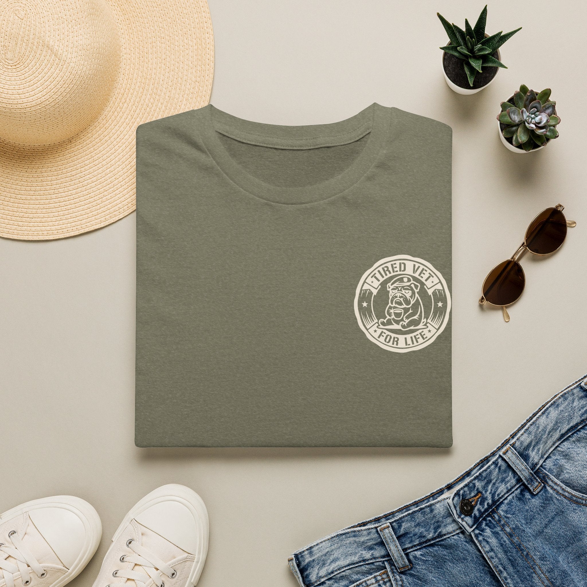 Funny Military Chow Hall Graphic T-Shirt Vintage Back Print with Faded Circle Chest Logo Unisex Tee