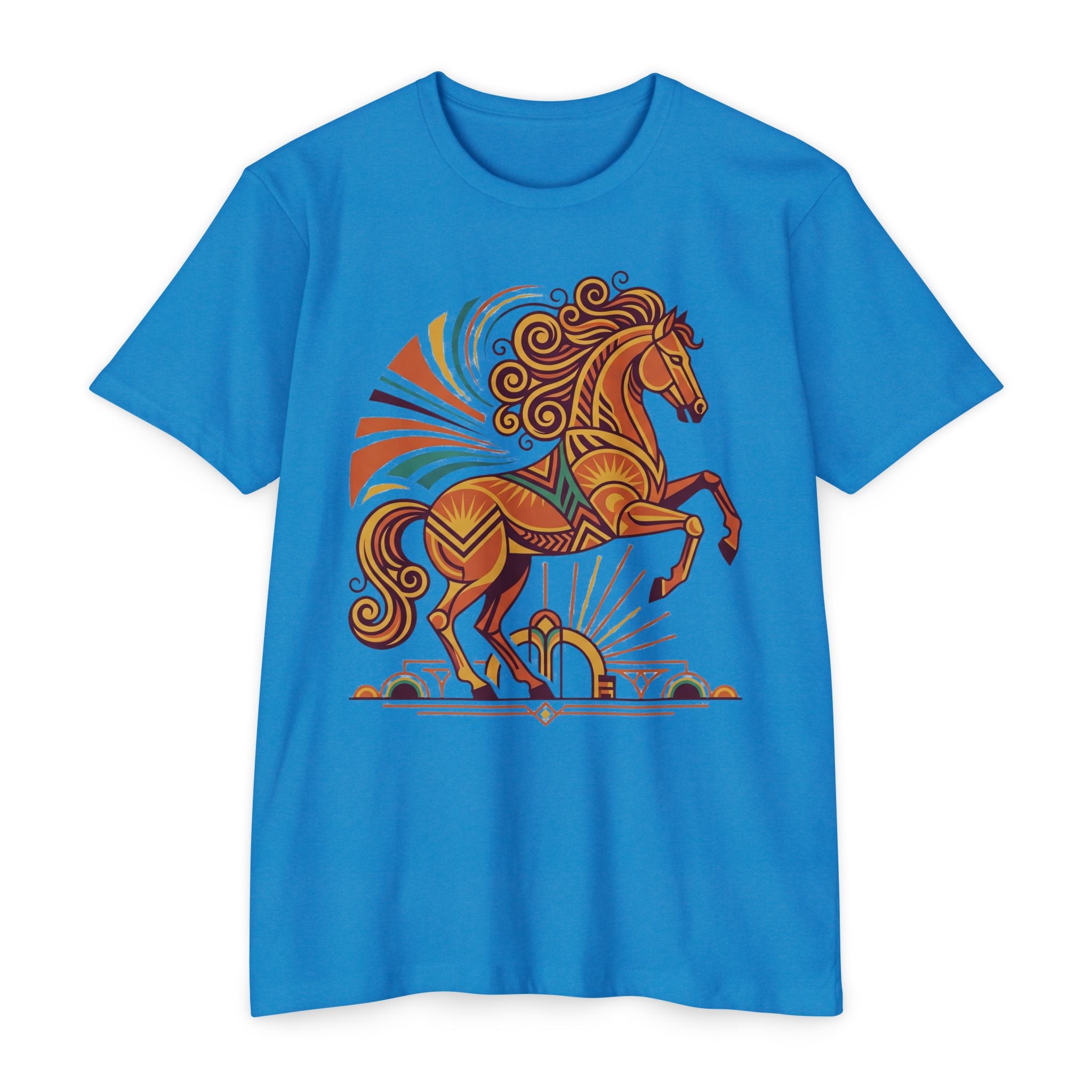 Horse T-Shirt Boho Prancing Horse Sunburst Illustration Graphic Tee Nature Lover Gift Unisex