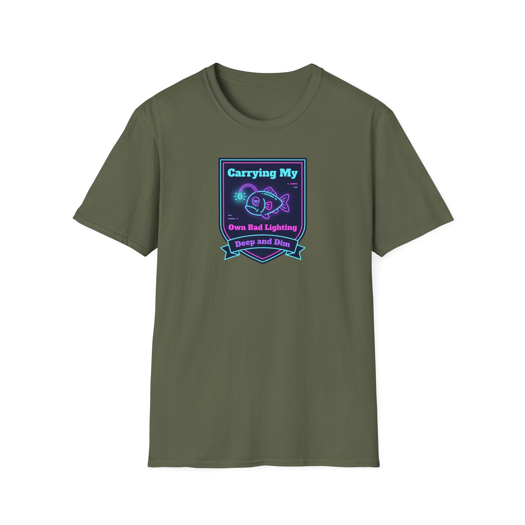 Funny Anglerfish T-Shirt | Carrying My Own Bad Lighting Deep Sea Neon Graphic Tee | Ocean Gift