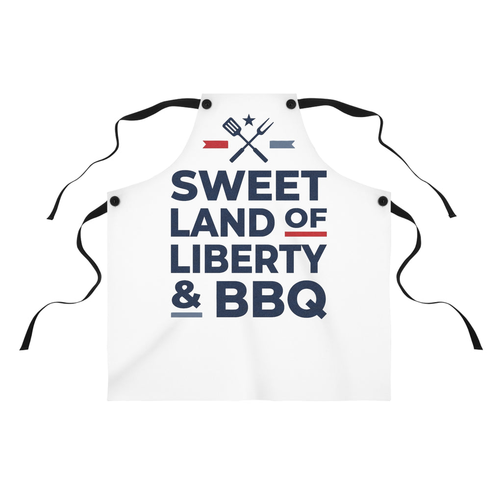 Sweet Land of Liberty BBQ Apron | Navy Patriotic Grilling Apron | Fourth of July Kitchen Apron | USA Cooking Gift