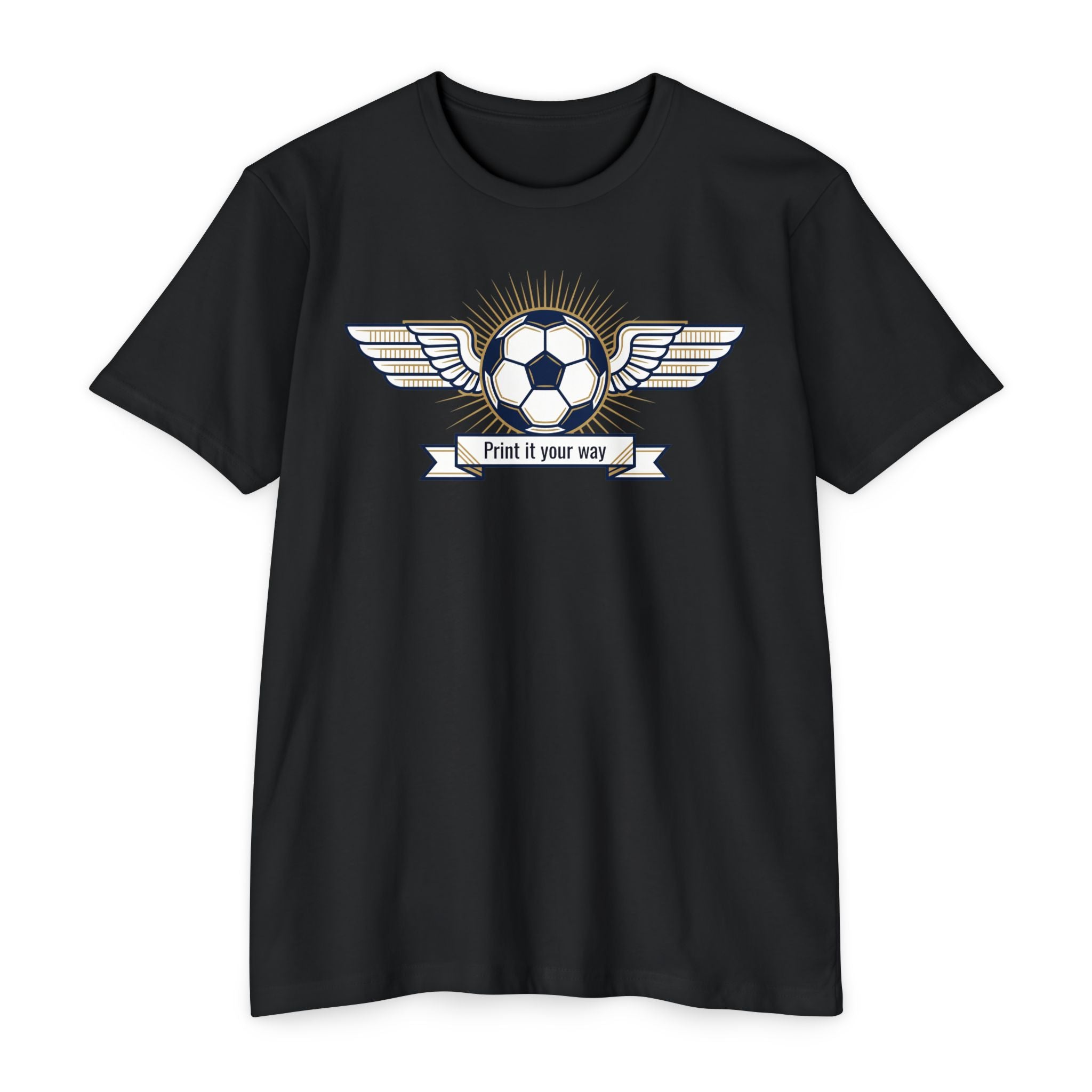 Custom Vintage Soccer T-Shirt Personalized Winged Soccer Emblem Tee Add Your Name or Team Soccer Gift