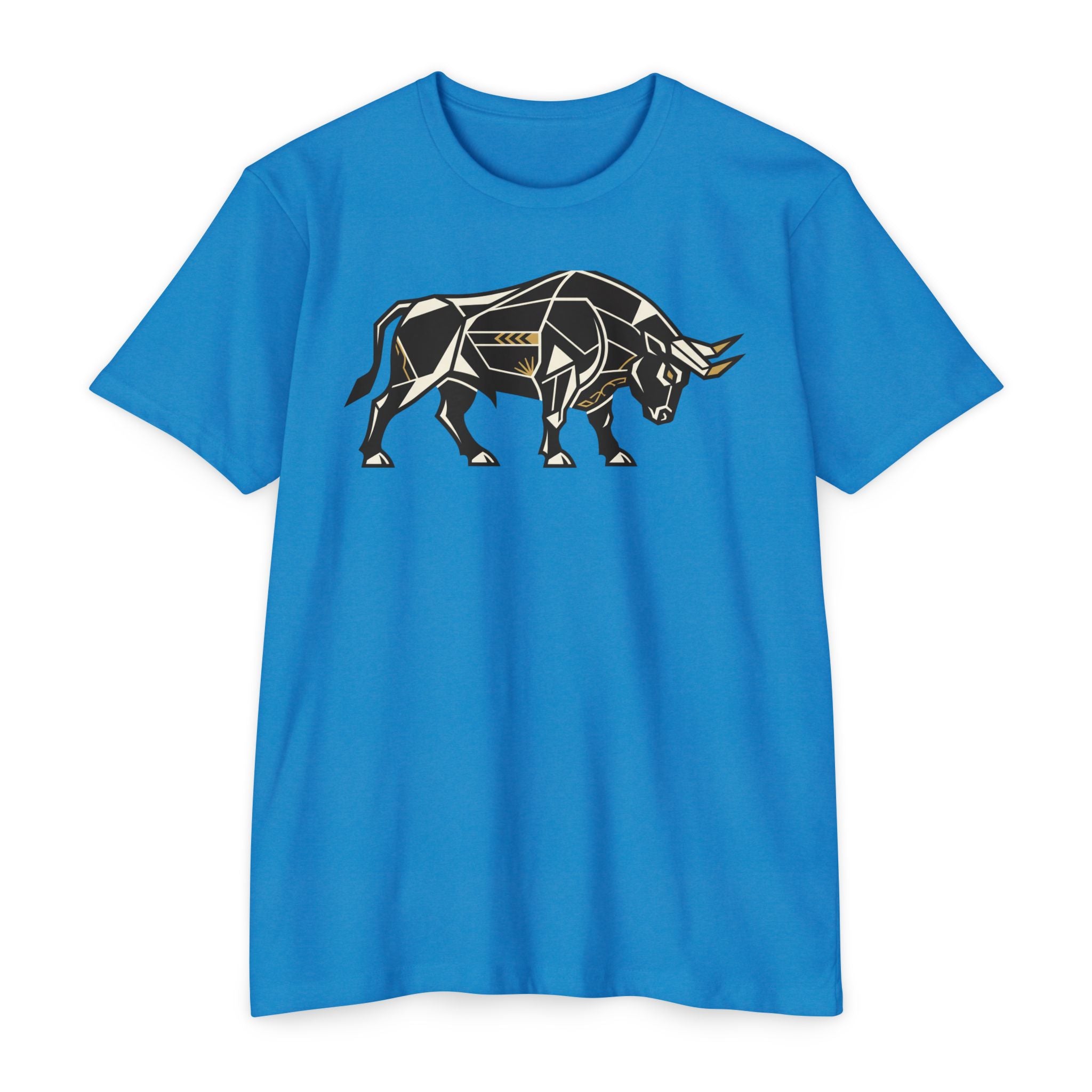 Bull T-Shirt Geometric Illustration Charging Bull Graphic Tee Animal Lover Gift Streetwear Unisex