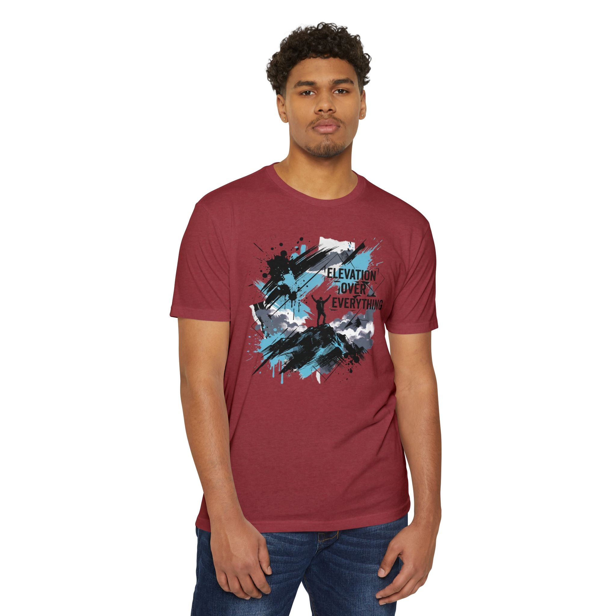 Mountain T-Shirt Elevation Over Everything Silhouette Graphic Tee Hiking Gift Outdoor Adventure Unisex