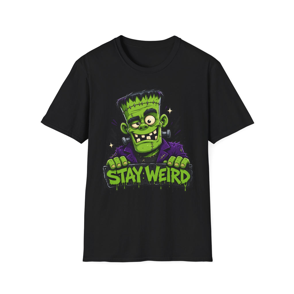 Stay Weird Frankenstein T-Shirt | Halloween Monster Graphic Tee | Spooky Cartoon Tee | Funny Monster Shirt | Halloween Gift