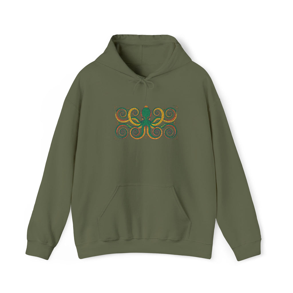Green Octopus Spiral Art Hoodie | Nautical Sea Creature Sweatshirt, Unisex Ocean Art Gift Pullover