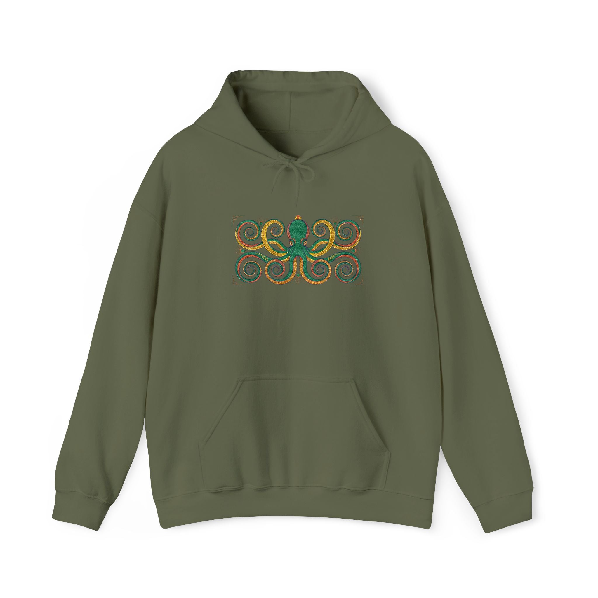 Green Octopus Spiral Art Hoodie | Nautical Sea Creature Sweatshirt, Unisex Ocean Art Gift Pullover