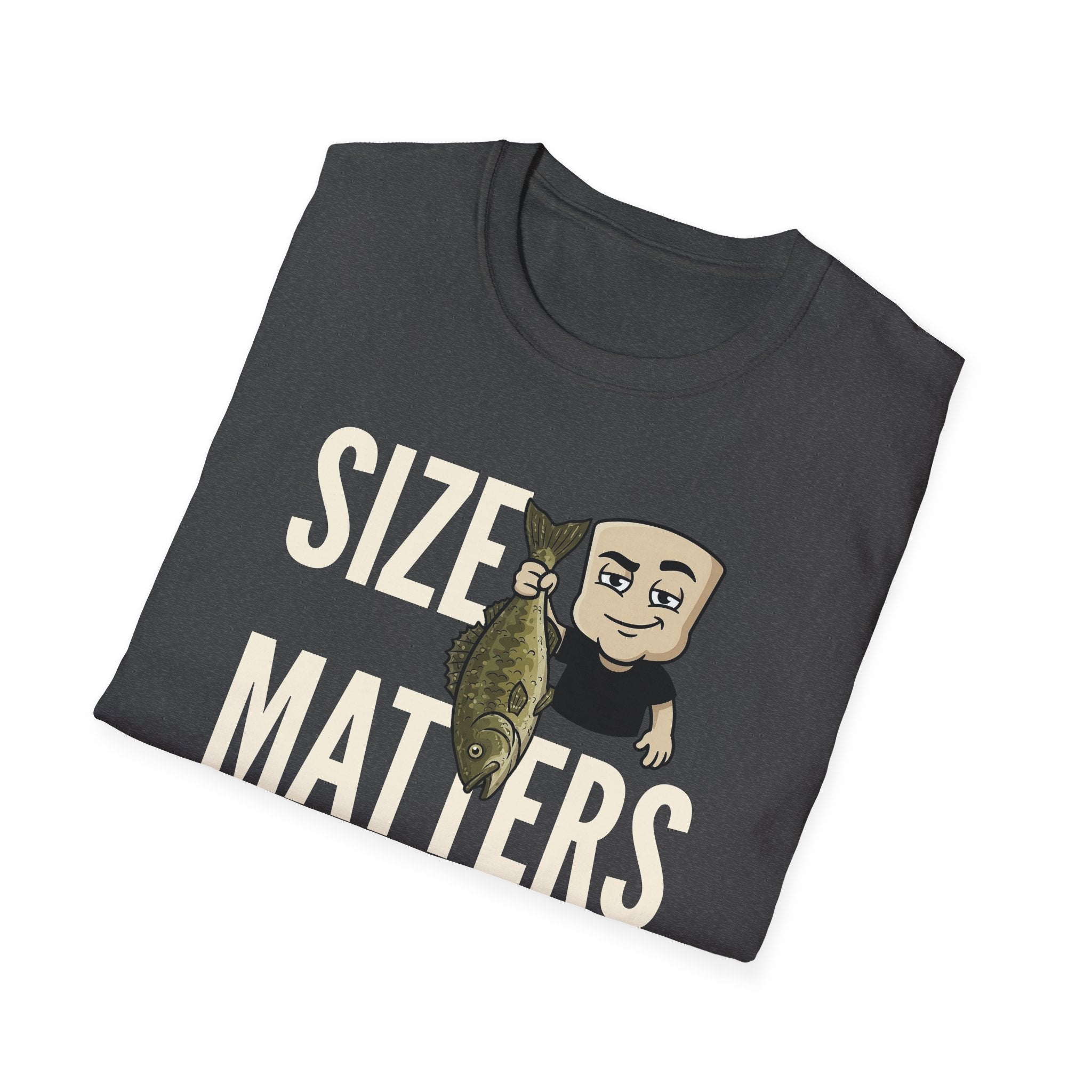 Size Matters T-Shirt, Funny Fishing Tee, Fisherman Angler Gift Shirt, Sarcastic Bass Fishing Humor Tee for Men & Women