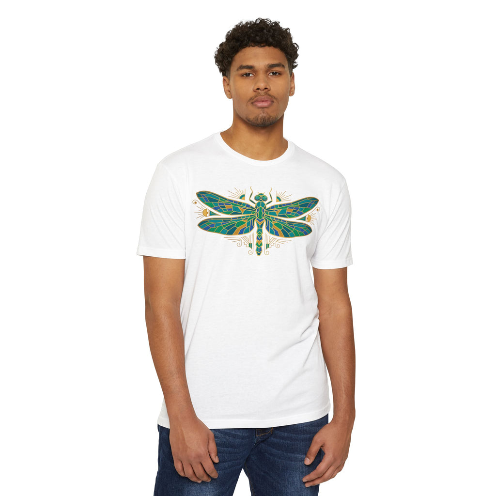 Dragonfly T-Shirt Green Mosaic Nature Insect Illustration Graphic Tee Dragonfly Lover Gift Unisex