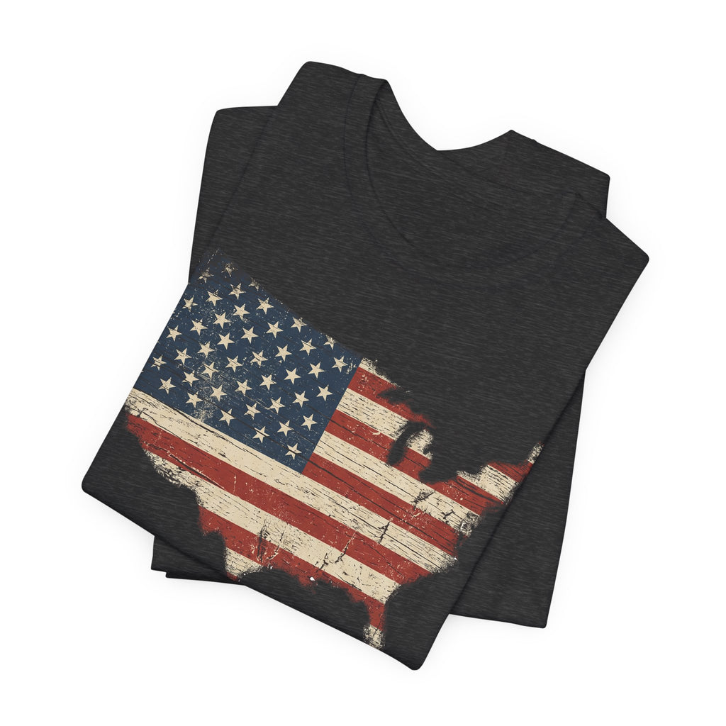 Distressed American Flag USA Map T-Shirt | Patriotic United States Tee