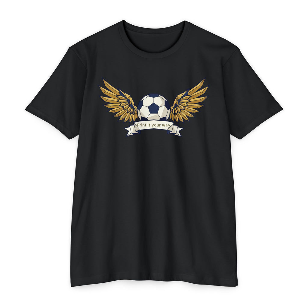 Custom Soccer T-Shirt Personalized Winged Soccer Ball Banner Tee Add Your Name or Team Gift Unisex