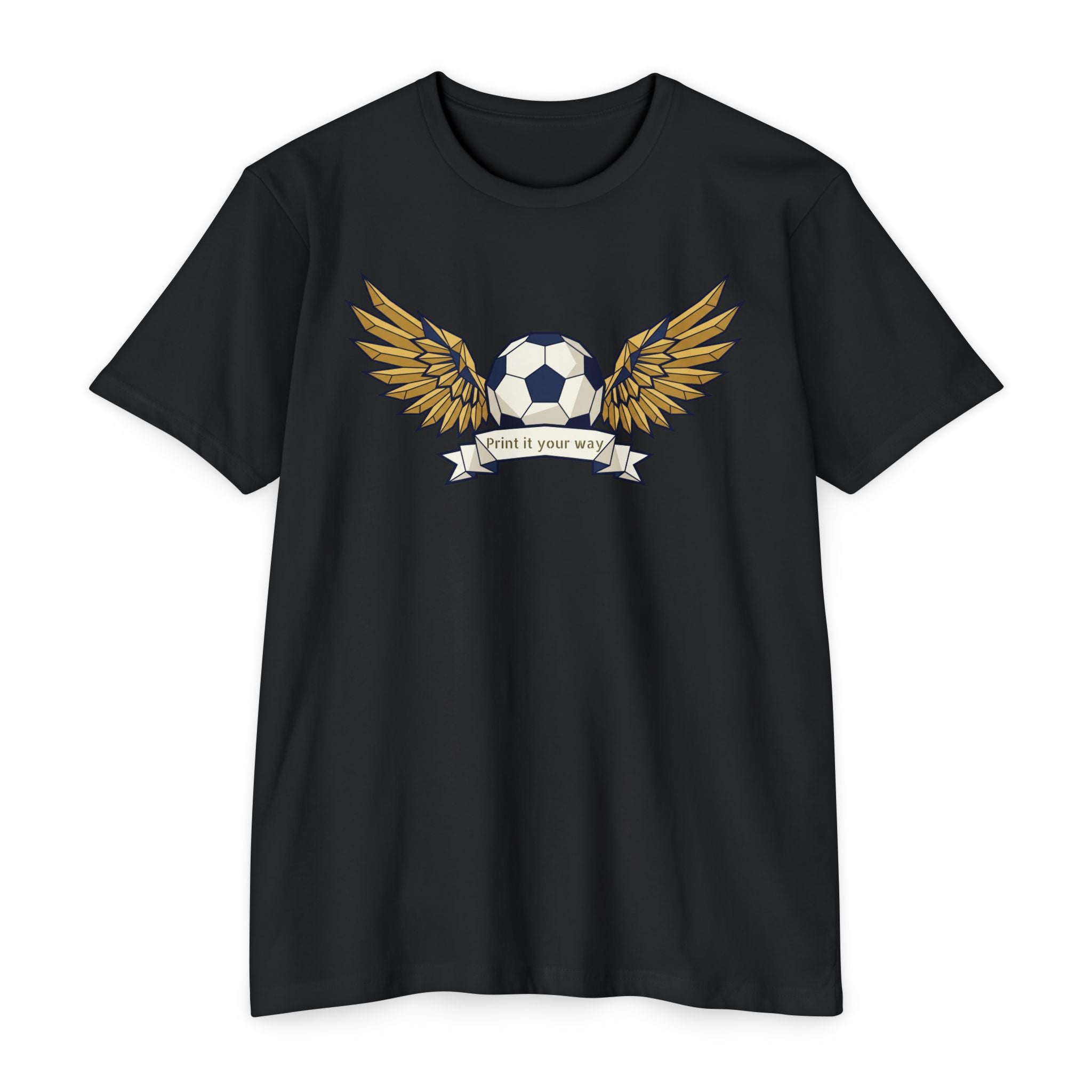 Custom Soccer T-Shirt Personalized Winged Soccer Ball Banner Tee Add Your Name or Team Gift Unisex