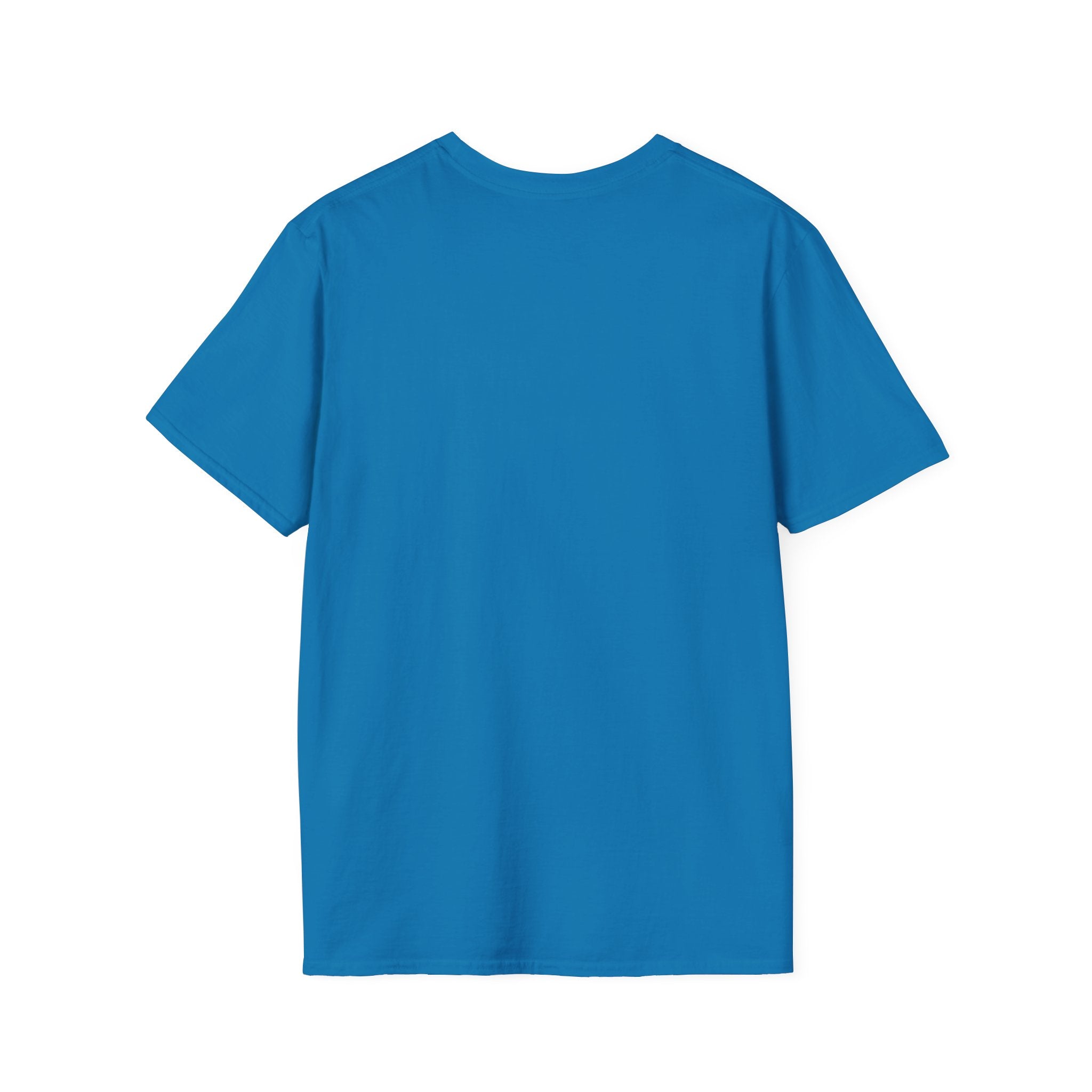 Blue crew-neck T-shirt, plain back view