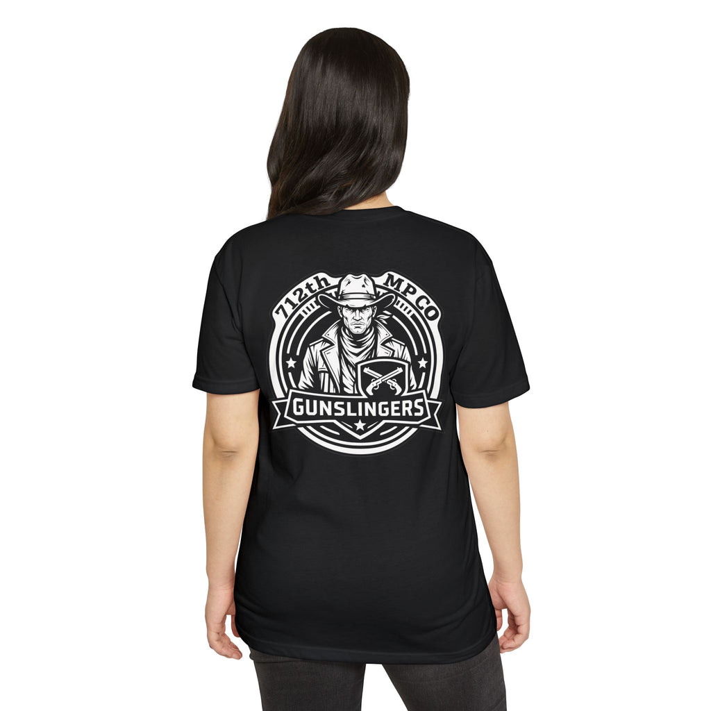 Black T-shirt with large Gunslingers emblem graphic on back