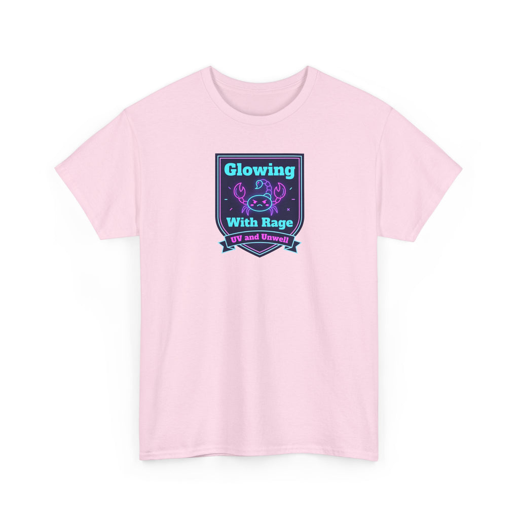 Glowing With Rage tee | Neon Skull Shield design
