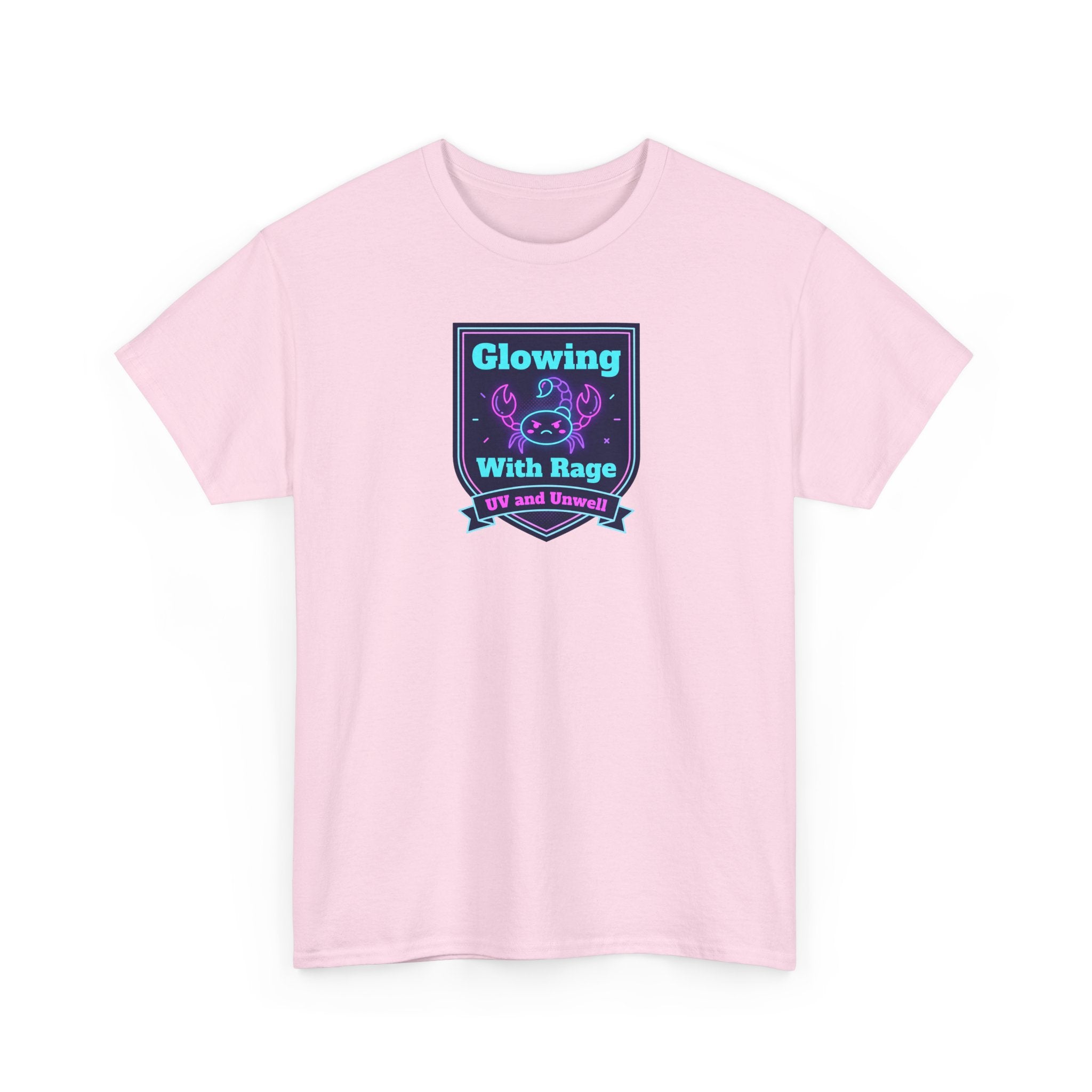 Glowing With Rage tee | Neon Skull Shield design