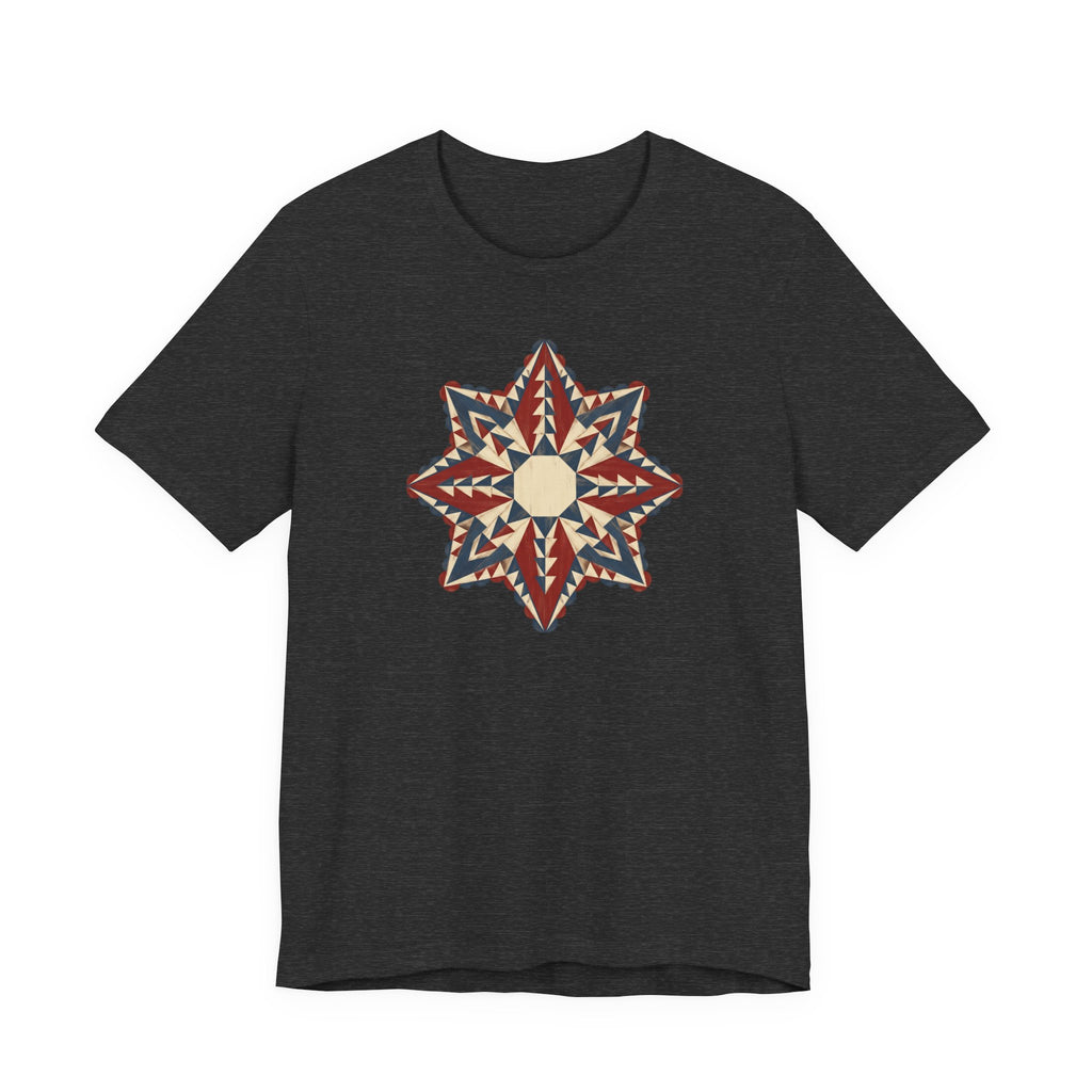 Southwestern Star Mandala Graphic Tee | Geometric Aztec Compass Boho Folk Art T-Shirt