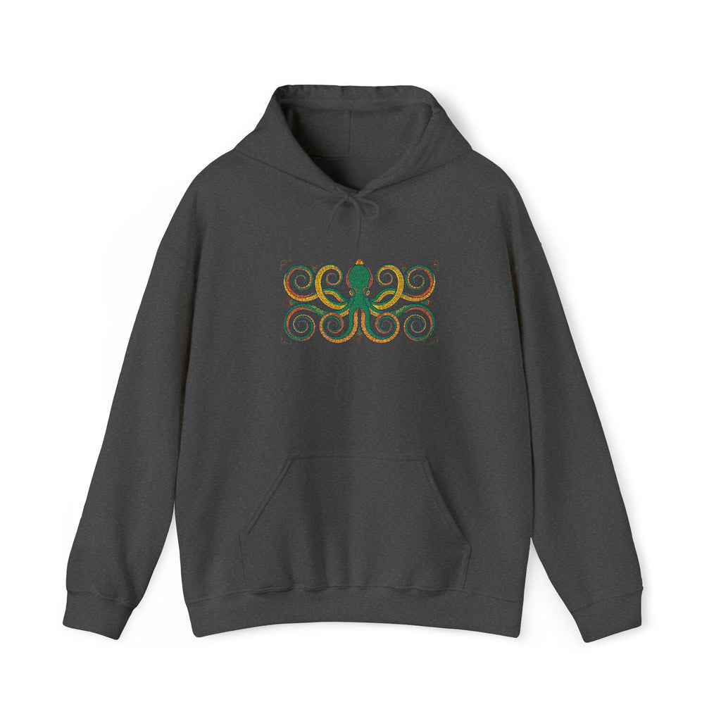 Green Octopus Spiral Art Hoodie | Nautical Sea Creature Sweatshirt, Unisex Ocean Art Gift Pullover