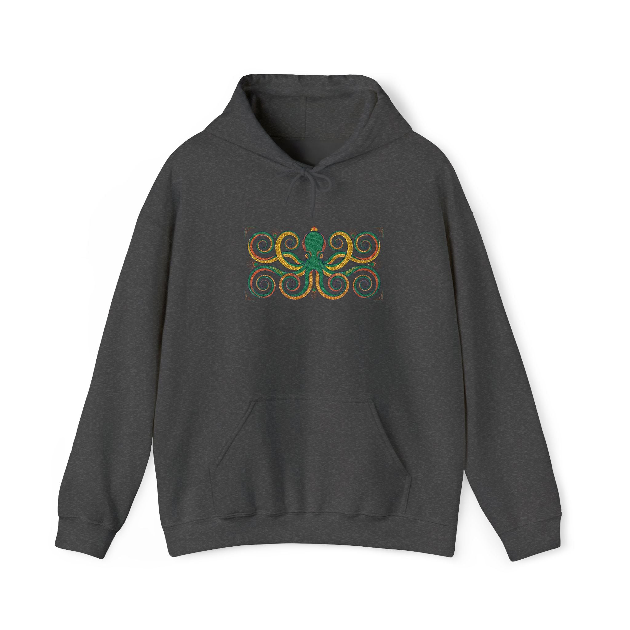 Green Octopus Spiral Art Hoodie | Nautical Sea Creature Sweatshirt, Unisex Ocean Art Gift Pullover