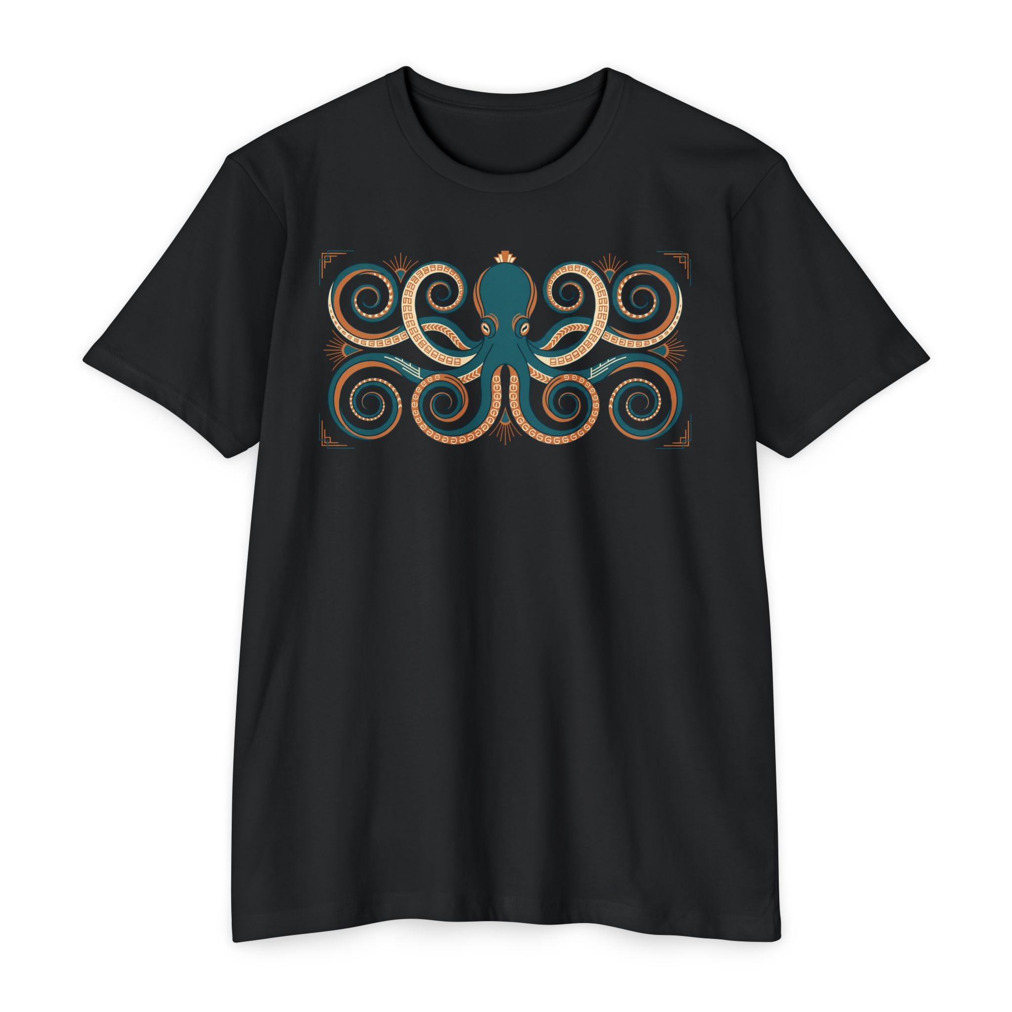 Octopus T-Shirt Teal Swirl Nautical Sea Creature Graphic Tee Ocean Lover Gift Unisex