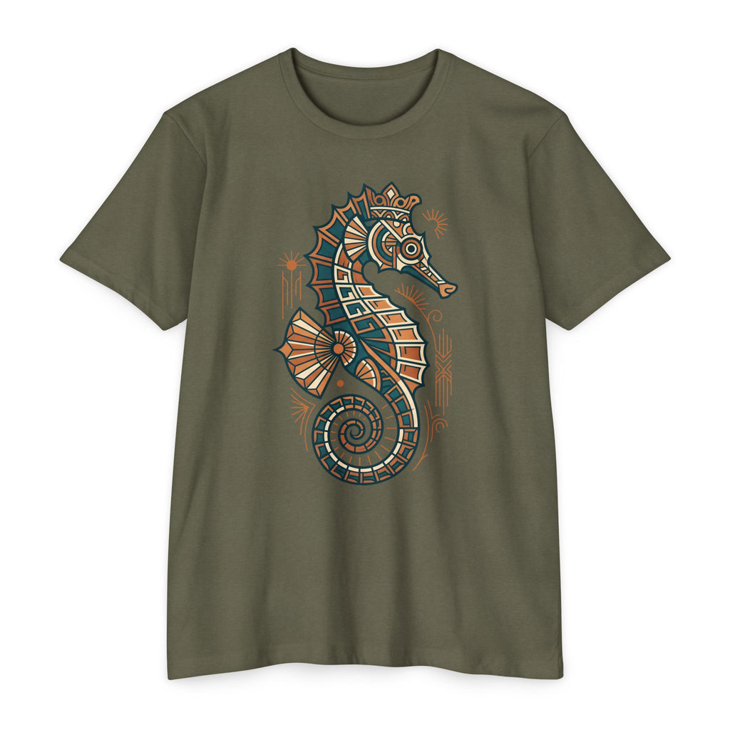 Seahorse T-Shirt Nautical Mosaic Coastal Beach Ocean Art Graphic Tee Sea Lover Gift Unisex
