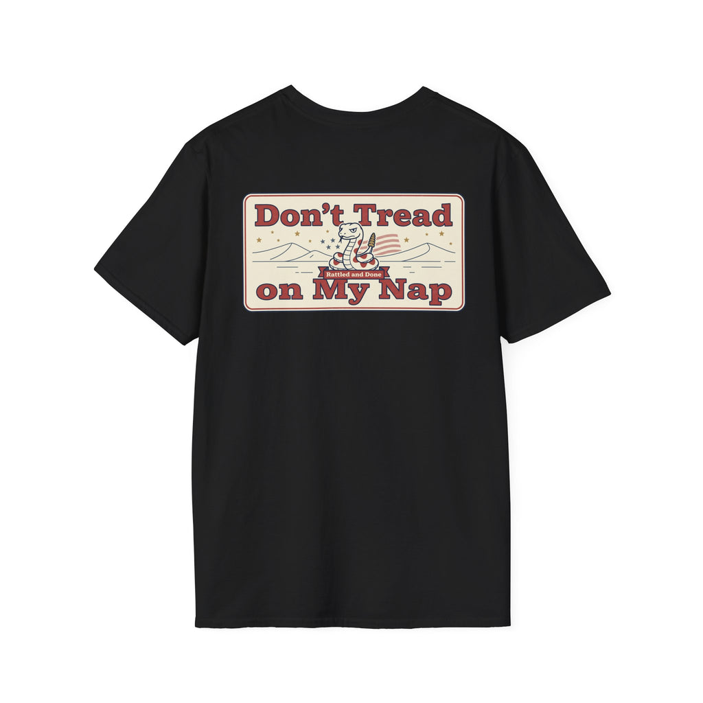 Funny Retired Veteran T-Shirt Dont Tread on My Nap Patriotic Humor Tee with Military Chest Emblem