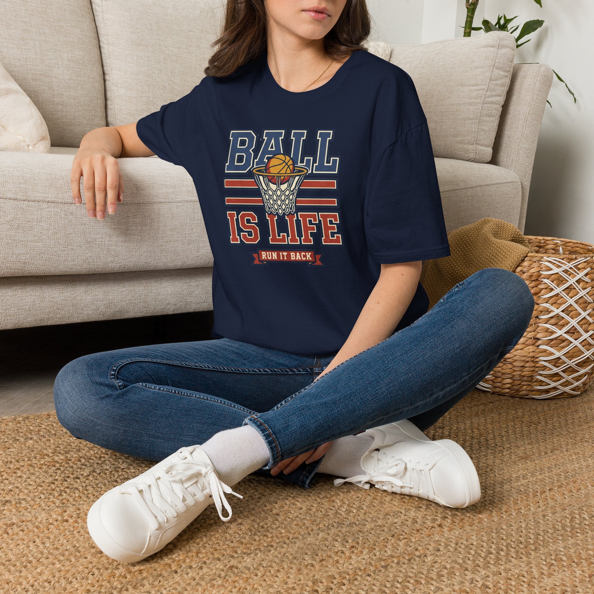 Basketball T-Shirt | Ball Is Life Retro Hoops Graphic Tee