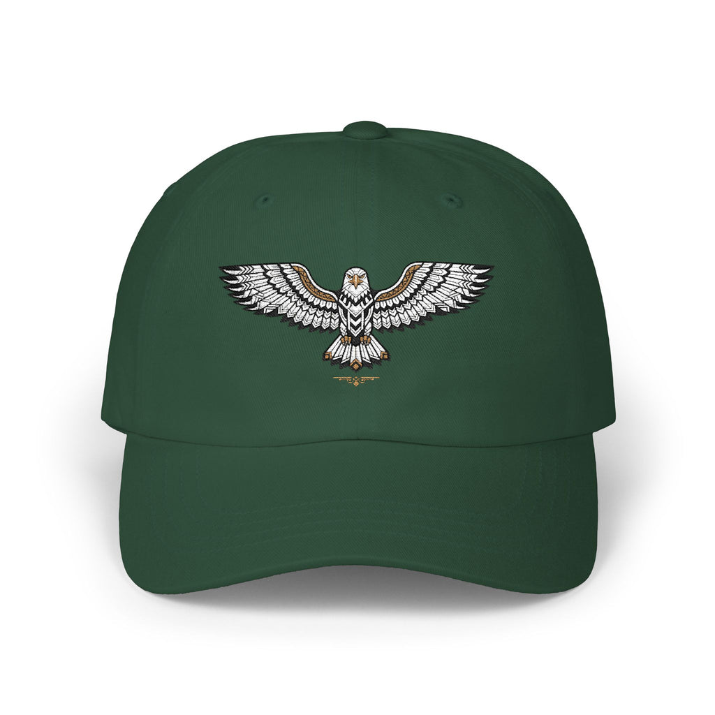 Embroidered Soaring Eagle Dad Cap — Classic White Baseball Hat