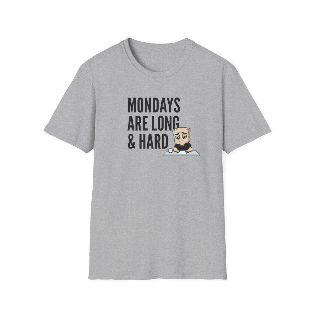 Mondays Are Long & Hard T-Shirt, Funny Coffee Lover Tee, Sarcastic Monday Mood Gift Shirt, Caffeine Humor Tee Men Women