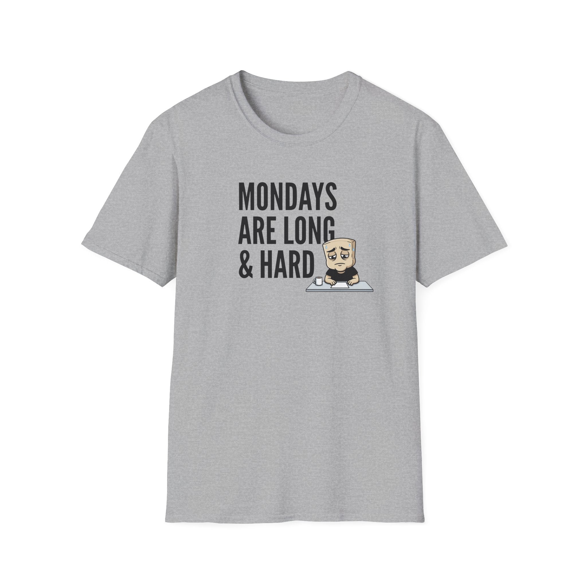 Mondays Are Long & Hard T-Shirt, Funny Coffee Lover Tee, Sarcastic Monday Mood Gift Shirt, Caffeine Humor Tee Men Women