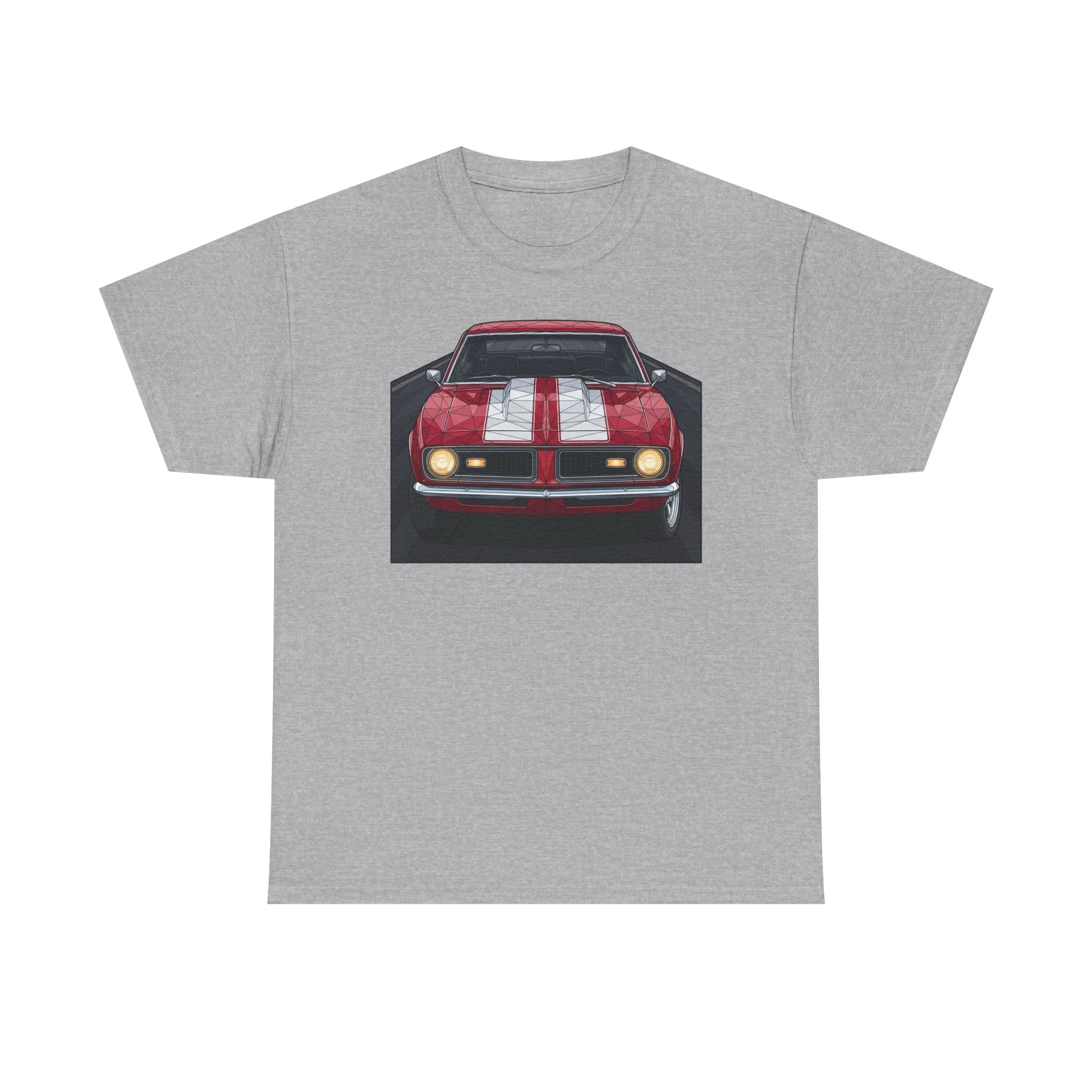 70s Red Muscle Car Tee | Front and Back Vintage Car Illustration