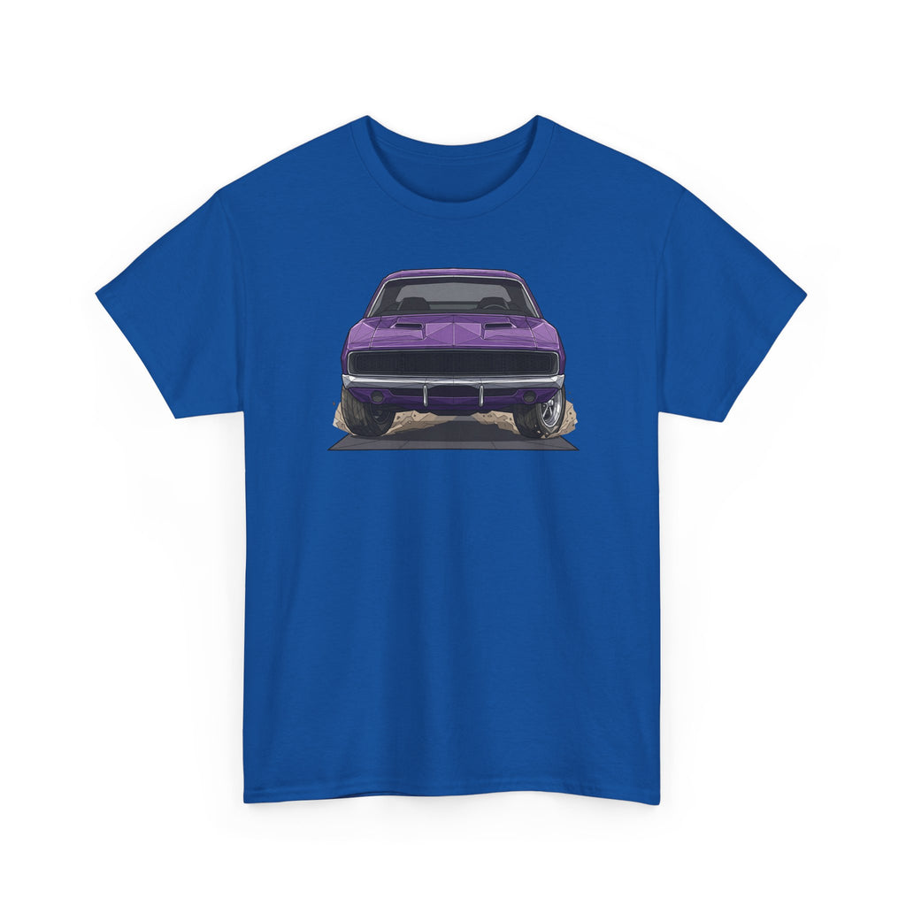 Retro Purple Muscle Car Tee | Front and Back Car Illustration