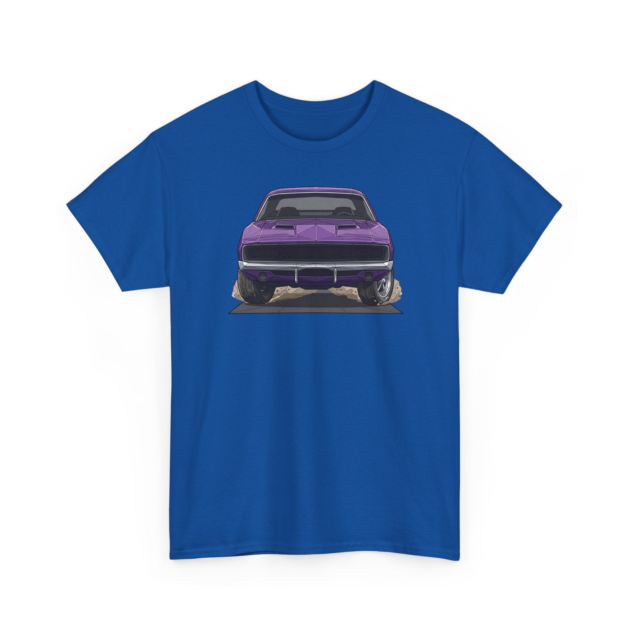 Retro Purple Muscle Car Tee | Front and Back Car Illustration