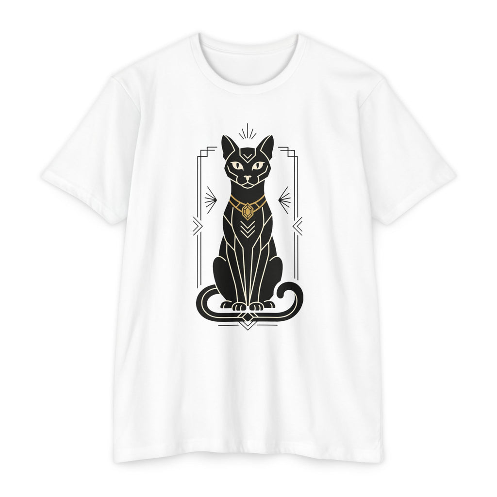 Black Cat T-Shirt Art Deco Egyptian Cat Illustration Graphic Tee Cat Lover Gift Mystic Unisex