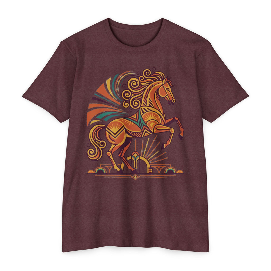Horse T-Shirt Boho Prancing Horse Sunburst Illustration Graphic Tee Nature Lover Gift Unisex