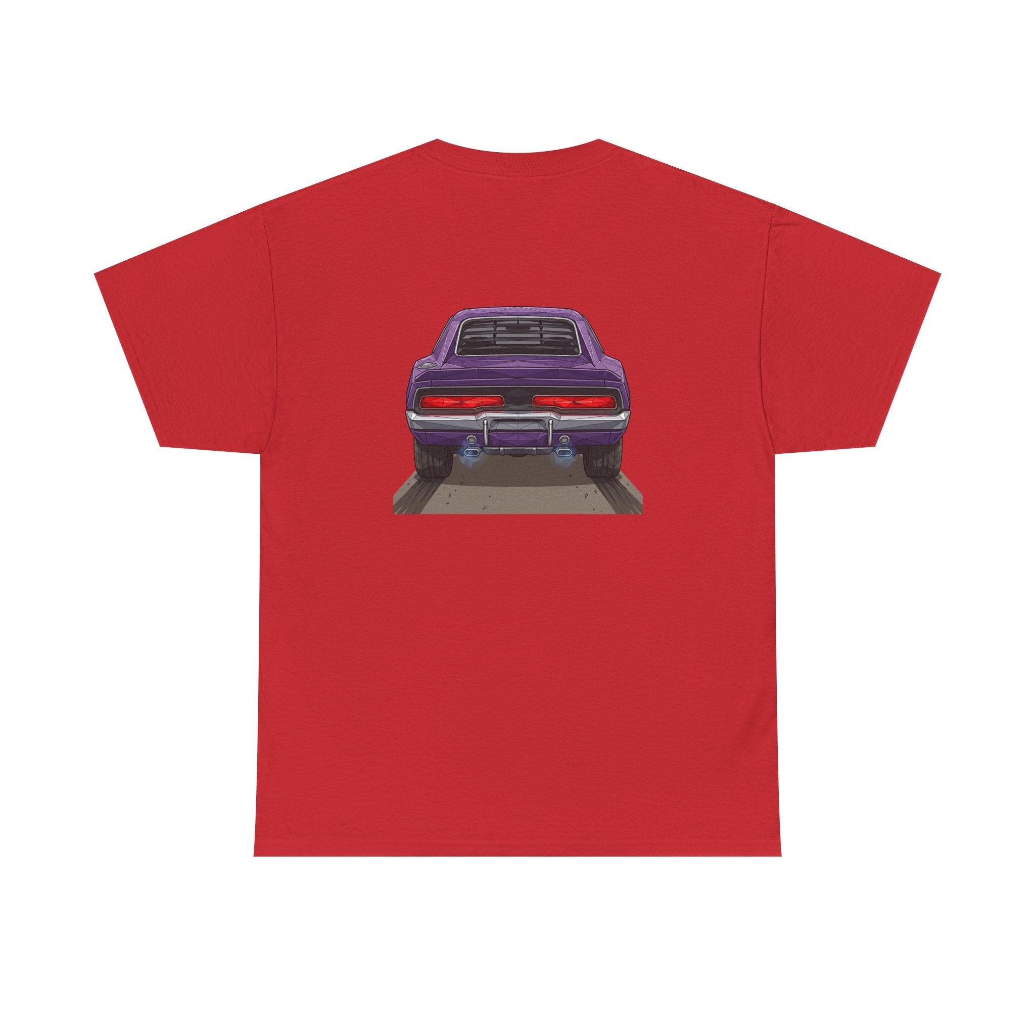 Retro Purple Muscle Car Tee | Front and Back Car Illustration