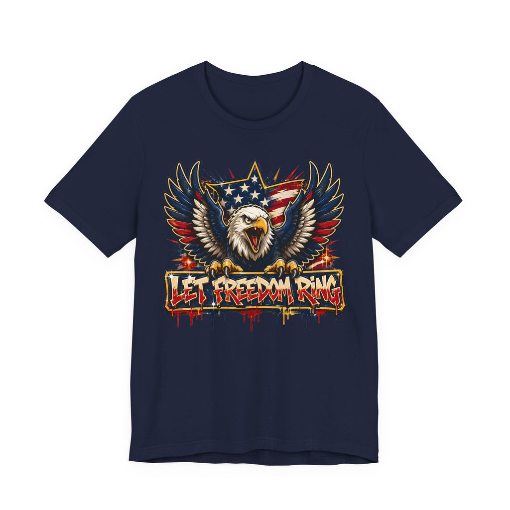 Let Freedom Ring Bald Eagle T-Shirt | 4th of July Patriotic American Flag Graphic Tee