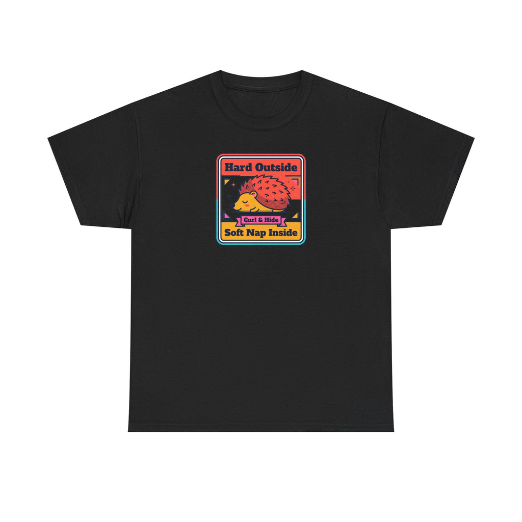 Hard Outside Soft Nap Inside T-Shirt | Funny Hedgehog Introvert Graphic Tee