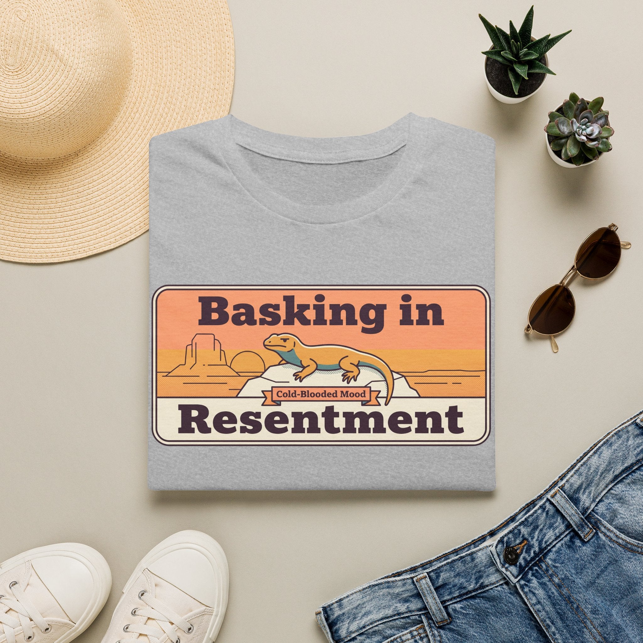 Basking in Resentment Lizard T-Shirt | Retro Desert Graphic